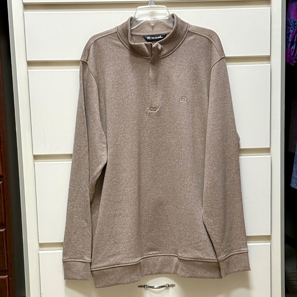 Travis Mathew tan quarter zip pullover XXL